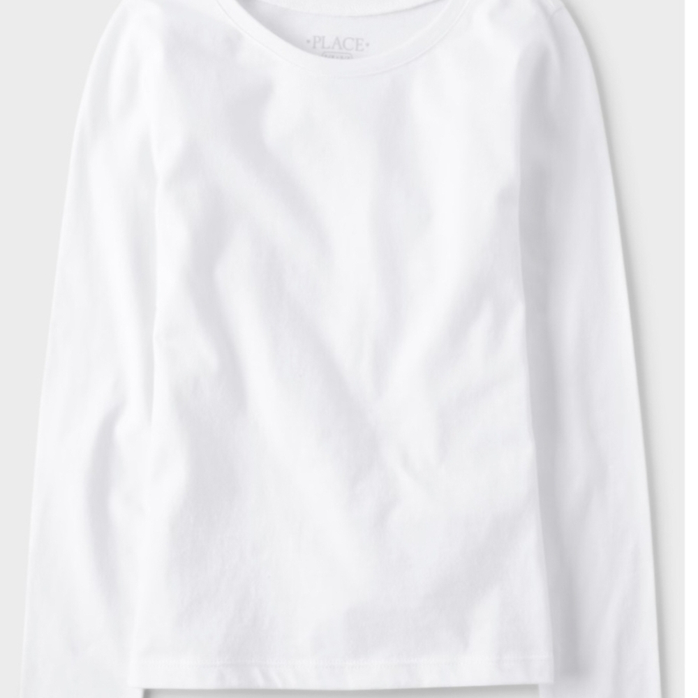 3- Children's Place Girls White Long Sleeve MEDIUM (7/8)